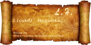 Licskó Hajnalka névjegykártya
